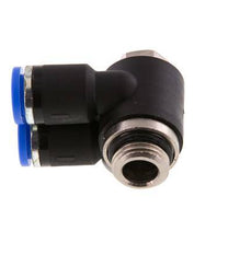 8mm x G1/4'' Double 90deg Elbow Push-in Fitting with Male Threads Brass/PA 66 NBR Rotatable