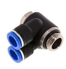Codo doble de 90 grados 10mm x G3/8'' con rosca macho Latón/PA 66 NBR Giratorio