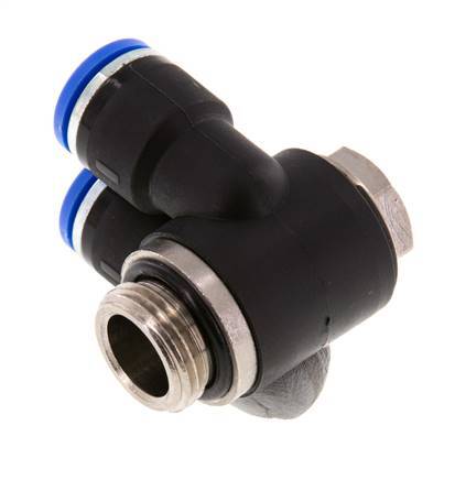 Codo doble de 90 grados 10mm x G3/8'' con rosca macho Latón/PA 66 NBR Giratorio