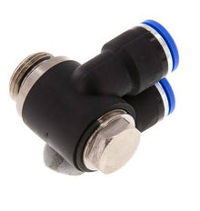 Codo doble de 90 grados 10mm x G3/8'' con rosca macho Latón/PA 66 NBR Giratorio