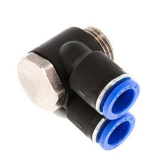 12mm x G1/2'' Double 90deg Elbow Push-in Fitting with Male Threads Brass/PA 66 NBR Rotatable