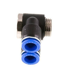 12mm x G1/2'' Double 90deg Elbow Push-in Fitting with Male Threads Brass/PA 66 NBR Rotatable