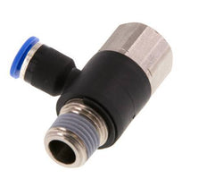 6mm x R1/4'' Elbow Push-in Fitting with Male-Female Threads Brass/PA 66 NBR Rotatable [2 Pieces]