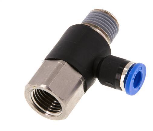 Racor rápido de 6mm x R1/4'' con rosca macho-hembra Latón/PA 66 NBR giratorio [2 piezas]
