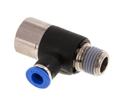 Racor rápido de 6mm x R1/4'' con rosca macho-hembra Latón/PA 66 NBR giratorio [2 piezas]