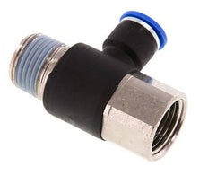 10mm x R1/2'' Elbow Push-in Fitting with Male-Female Threads Brass/PA 66 NBR Rotatable