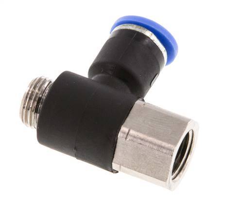 6mm x G1/8'' Elbow Push-in Fitting with Male-Female Threads Brass/PA 66 NBR [2 Pieces]