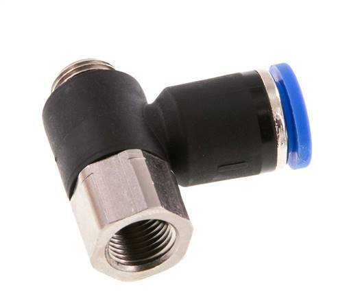 8mm x G1/8'' Elbow Push-in Fitting with Male-Female Threads Brass/PA 66 NBR [2 Pieces]