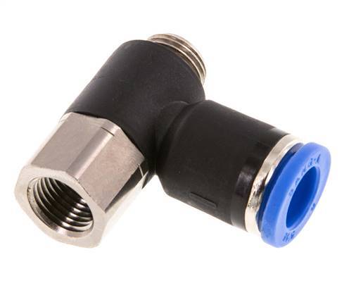 8mm x G1/8'' Elbow Push-in Fitting with Male-Female Threads Brass/PA 66 NBR [2 Pieces]