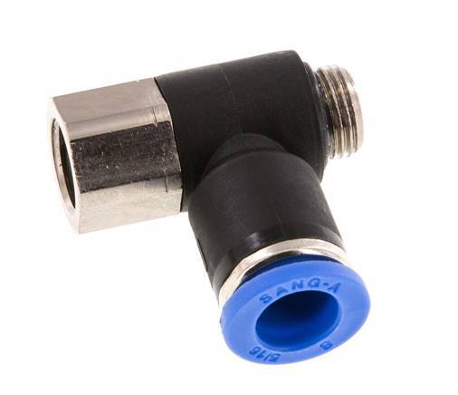 8mm x G1/8'' Elbow Push-in Fitting with Male-Female Threads Brass/PA 66 NBR [2 Pieces]