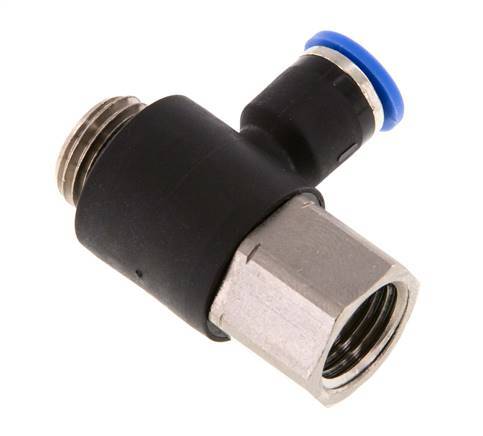 6mm x G1/4'' Elbow Push-in Fitting with Male-Female Threads Brass/PA 66 NBR [2 Pieces]