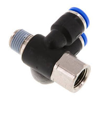 Codo doble de 90 grados de 6mm x R1/8'' con rosca macho-hembra latón/PA 66 NBR giratorio [2 piezas]