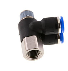 Codo doble de 90 grados de 6mm x R1/8'' con rosca macho-hembra latón/PA 66 NBR giratorio [2 piezas]