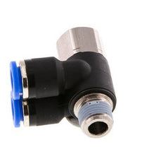 Codo doble de 90 grados de 6mm x R1/8'' con rosca macho-hembra latón/PA 66 NBR giratorio [2 piezas]