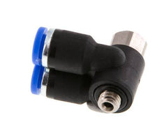 Codo doble de 90 grados 4mm x M 5 con rosca macho-hembra Latón/PA 66 NBR giratorio [2 piezas]