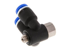 Codo doble de 90 grados 4mm x M 5 con rosca macho-hembra Latón/PA 66 NBR giratorio [2 piezas]