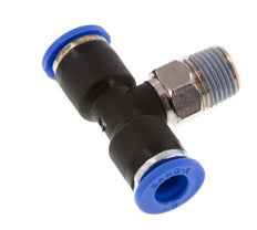 6mm x R1/8'' Inline Tee Push-in Fitting with Male Threads Brass/PA 66 NBR Rotatable [2 Pieces]