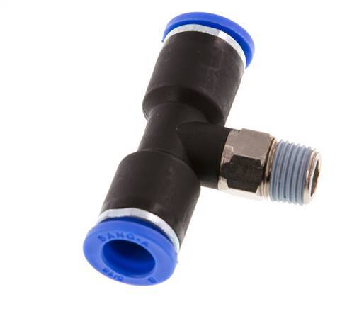 8mm x R1/8'' Inline Tee Push-in Fitting with Male Threads Brass/PA 66 NBR Rotatable [2 Pieces]