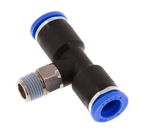 8mm x R1/8'' Inline Tee Push-in Fitting with Male Threads Brass/PA 66 NBR Rotatable [2 Pieces]