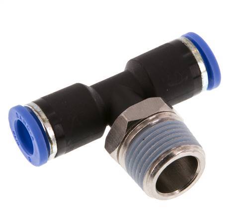 Racor en T de 8mm x R3/8'' con rosca macho latón/PA 66 NBR giratorio [2 piezas]
