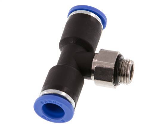 8mm x G1/8'' Inline Tee Push-in Fitting with Male Threads Brass/PA 66 NBR Rotatable [2 Pieces]