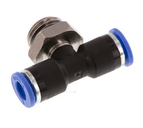 6mm x G1/4'' Inline Tee Push-in Fitting with Male Threads Brass/PA 66 NBR Rotatable [2 Pieces]