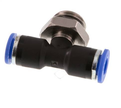 6mm x G1/4'' Inline Tee Push-in Fitting with Male Threads Brass/PA 66 NBR Rotatable [2 Pieces]
