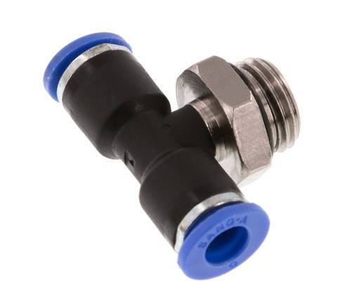 6mm x G1/4'' Inline Tee Push-in Fitting with Male Threads Brass/PA 66 NBR Rotatable [2 Pieces]