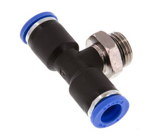 Racor en T de 8mm x G1/4'' con rosca macho latón/PA 66 NBR giratorio [2 piezas]