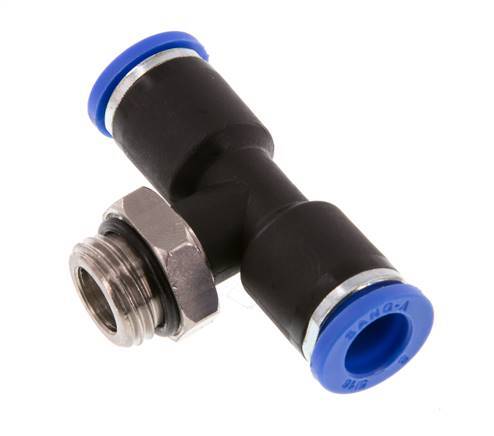 Racor en T de 8mm x G1/4'' con rosca macho latón/PA 66 NBR giratorio [2 piezas]