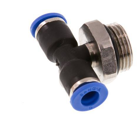 6mm x G3/8'' Inline Tee Push-in Fitting with Male Threads Brass/PA 66 NBR Rotatable [2 Pieces]