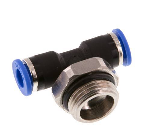 6mm x G3/8'' Inline Tee Push-in Fitting with Male Threads Brass/PA 66 NBR Rotatable [2 Pieces]