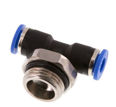 6mm x G3/8'' Inline Tee Push-in Fitting with Male Threads Brass/PA 66 NBR Rotatable [2 Pieces]
