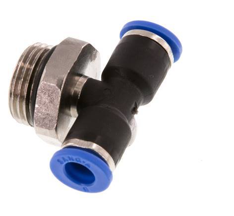 6mm x G3/8'' Inline Tee Push-in Fitting with Male Threads Brass/PA 66 NBR Rotatable [2 Pieces]