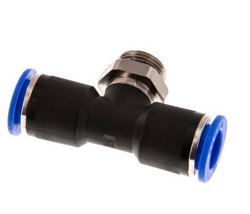 12mm x G3/8'' Inline Tee Push-in Fitting with Male Threads Brass/PA 66 NBR Rotatable