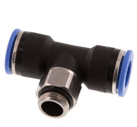 14mm x G3/8'' Inline Tee Push-in Fitting with Male Threads Brass/PA 66 NBR Rotatable