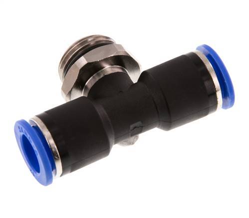 12mm x G1/2'' Inline Tee Push-in Fitting with Male Threads Brass/PA 66 NBR Rotatable