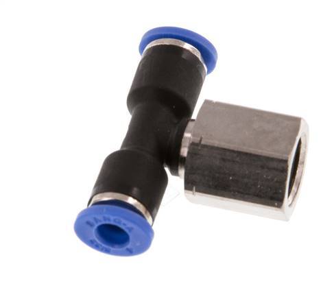 4mm x G1/8'' Inline Tee Push-in Fitting with Female Threads Brass/PA 66 NBR Rotatable [2 Pieces]