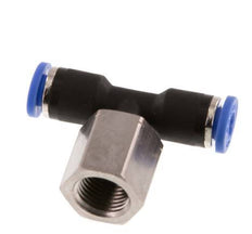 4mm x G1/8'' Inline Tee Push-in Fitting with Female Threads Brass/PA 66 NBR Rotatable [2 Pieces]