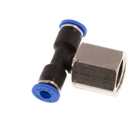 4mm x G1/4'' Inline Tee Push-in Fitting with Female Threads Brass/PA 66 NBR Rotatable [2 Pieces]