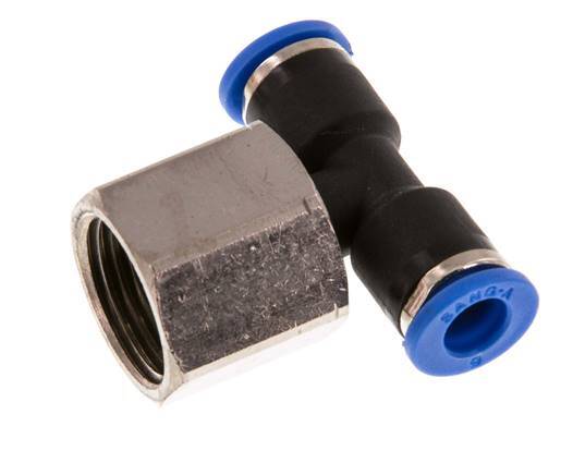 Racor en T de 6mm x G3/8'' con rosca hembra latón/PA 66 NBR giratorio [2 piezas]