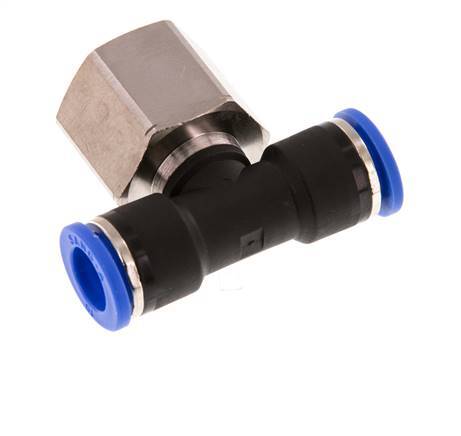 10mm x G1/2'' Inline Tee Push-in Fitting with Female Threads Brass/PA 66 NBR Rotatable