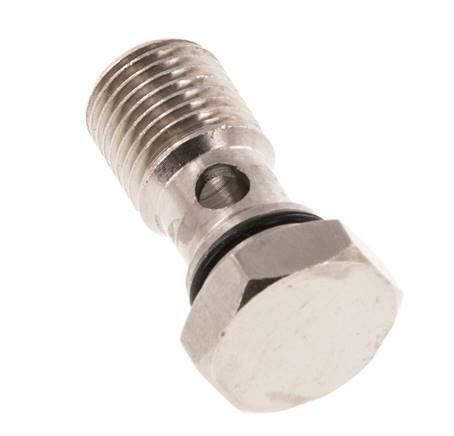 Perno banjo de latón niquelado de 1 vía con rosca macho G1/4'' NBR [2 piezas]