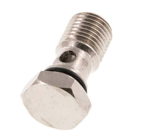 Perno banjo de latón niquelado de 1 vía con rosca macho G1/4'' NBR [2 piezas]