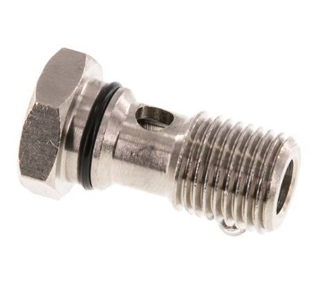 Perno banjo de latón niquelado de 1 vía con rosca macho G1/4'' NBR [2 piezas]