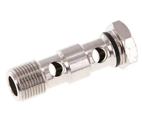 2-way nickel-plated Brass Banjo Bolt with G3/8'' Male Threads NBR