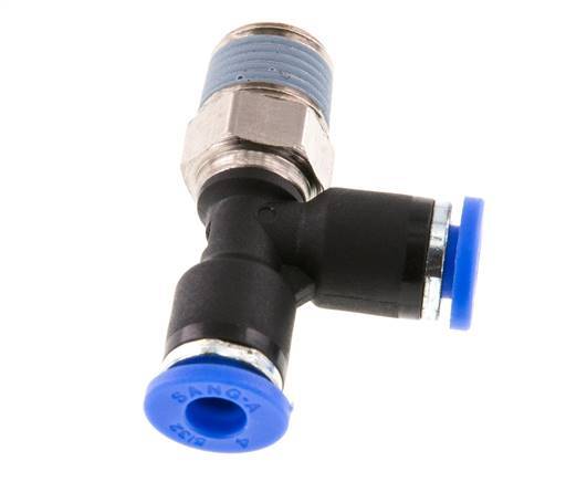 4mm x R1/8'' Right Angle Tee Push-in Fitting with Male Threads Brass/PA 66 NBR Rotatable [2 Pieces]