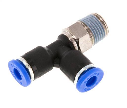 4mm x R1/8'' Right Angle Tee Push-in Fitting with Male Threads Brass/PA 66 NBR Rotatable [2 Pieces]