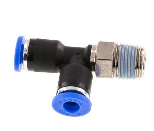 4mm x R1/8'' Right Angle Tee Push-in Fitting with Male Threads Brass/PA 66 NBR Rotatable [2 Pieces]