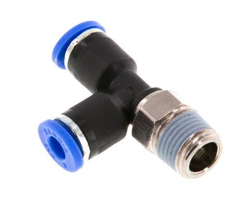 4mm x R1/8'' Right Angle Tee Push-in Fitting with Male Threads Brass/PA 66 NBR Rotatable [2 Pieces]